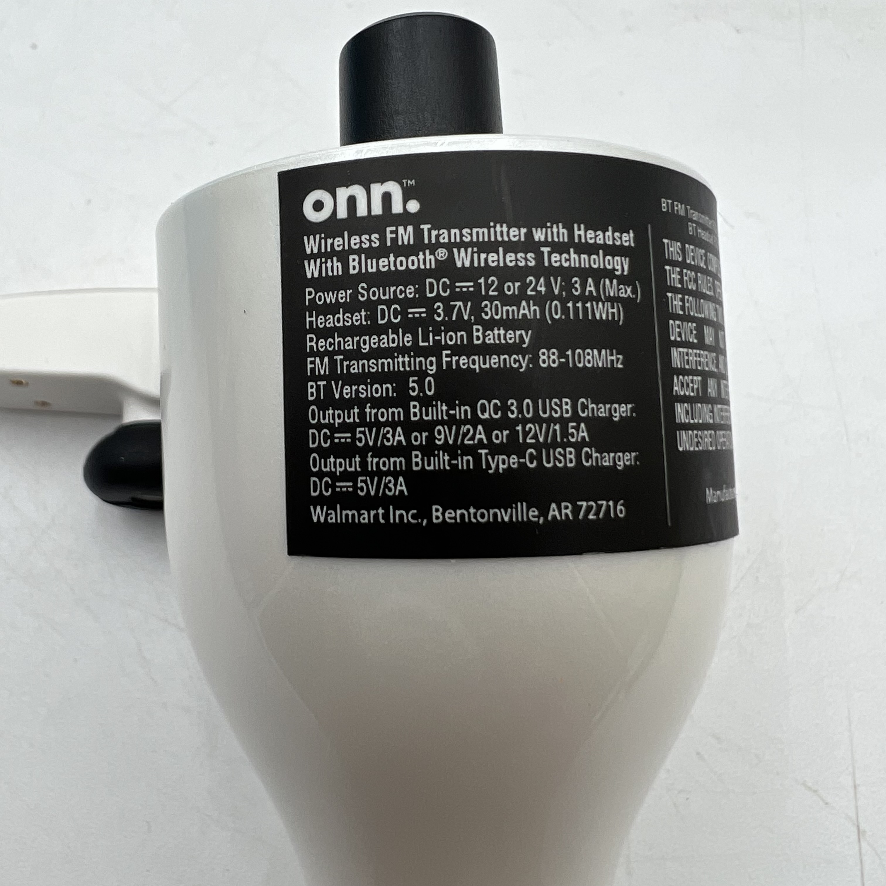 onn. Bluetooth FM Transmitter with Wireless Earphone - Photo 4