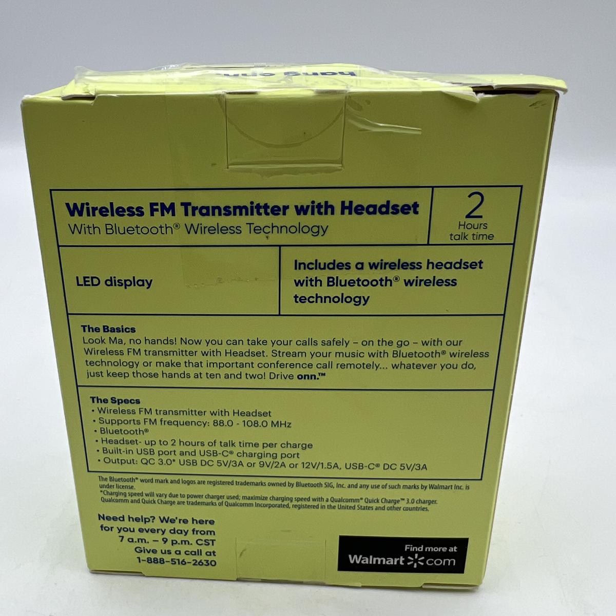 onn. Bluetooth FM Transmitter with Wireless Earphone - Photo 8