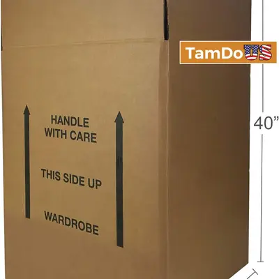 Wardrobe Clothing Moving Boxes with Bar - 24in x 24in x 40in (6-Pack) at Kitchen, Dining & Bar in new condition