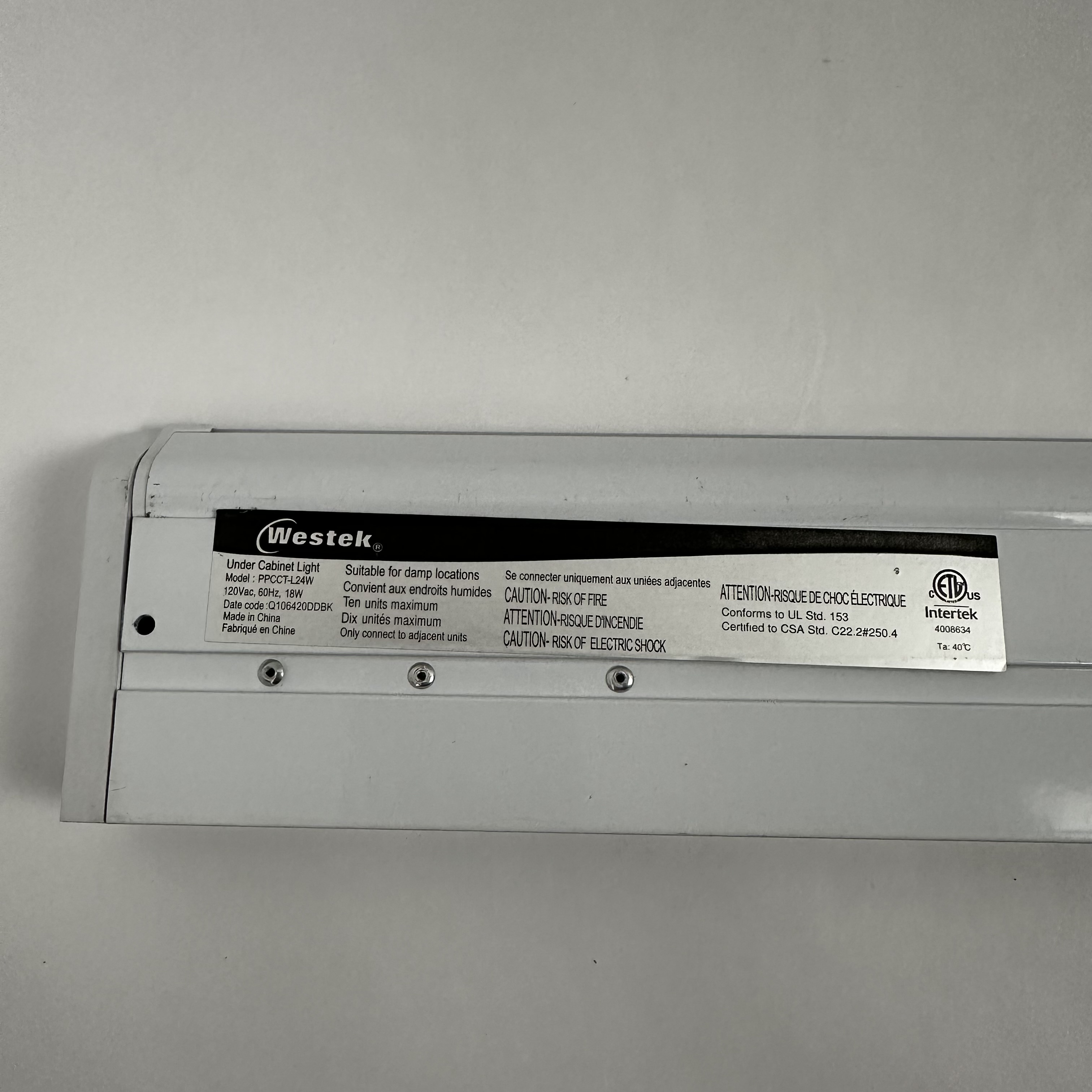 Westek Under Cabinet Light 24", 120V 18W Hardwired Kitchen Counter Light - Photo 3