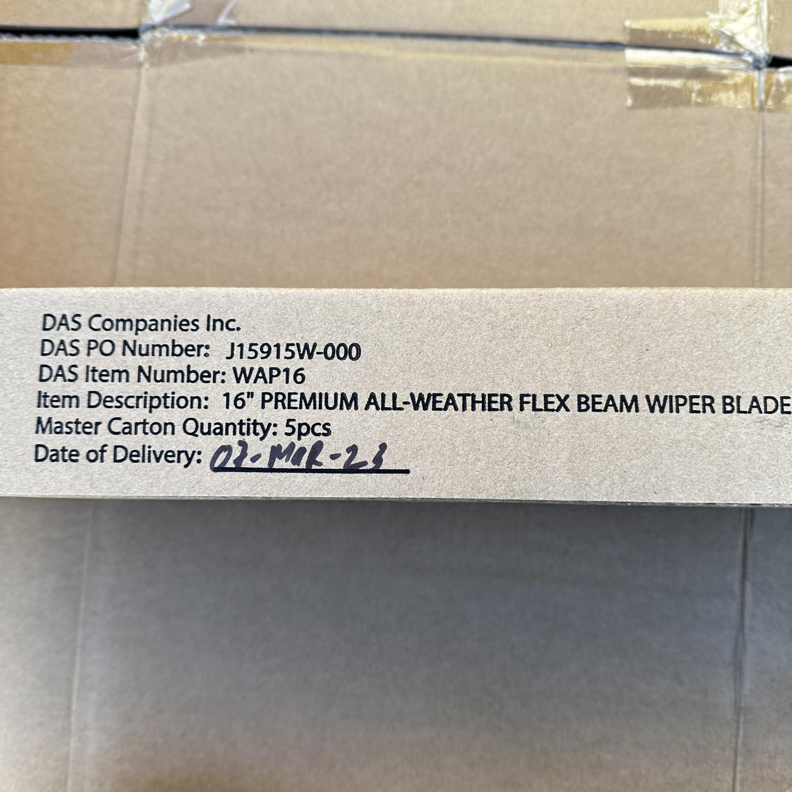 DAS WAP16 16" Premium All-Weather Flex Beam Wiper Blade (5-Pack) - Photo 2