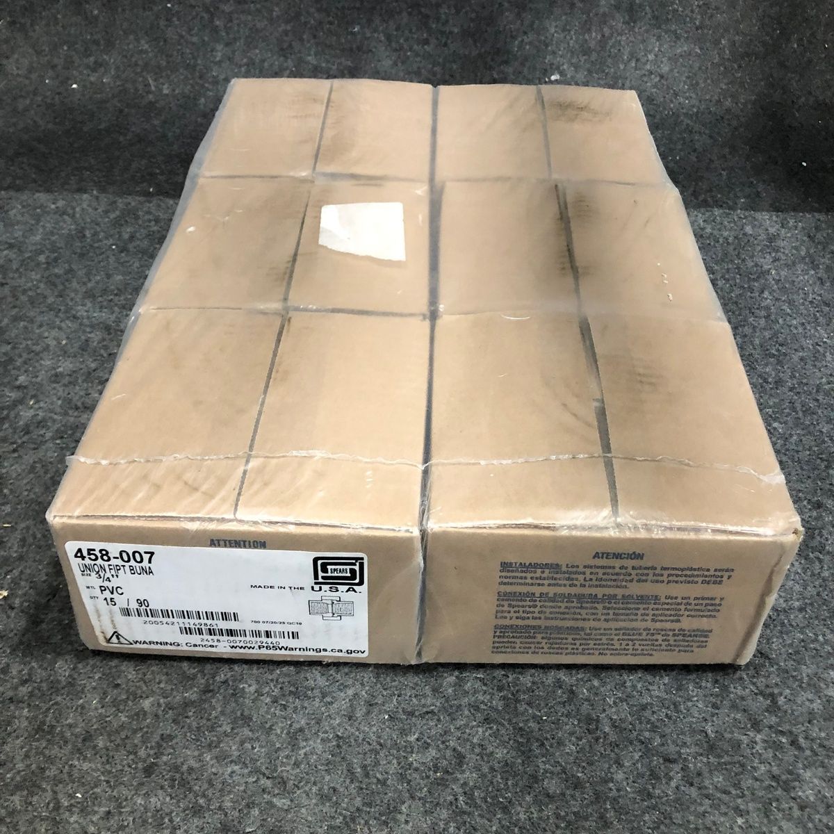 Spears 458-007 PVC Union 3/4" FIPT BUNA Gasket Sch 40 Pipe Fitting - Photo 1