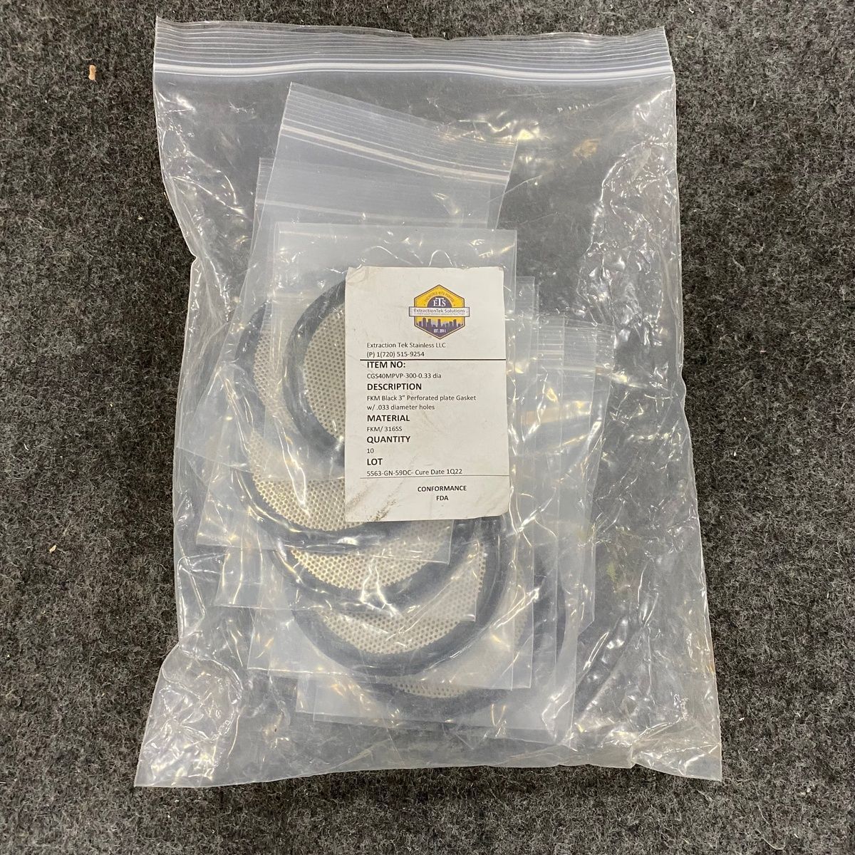 Lot of 10 FKM Black 3 Perforated Plate Gasket - Photo 2