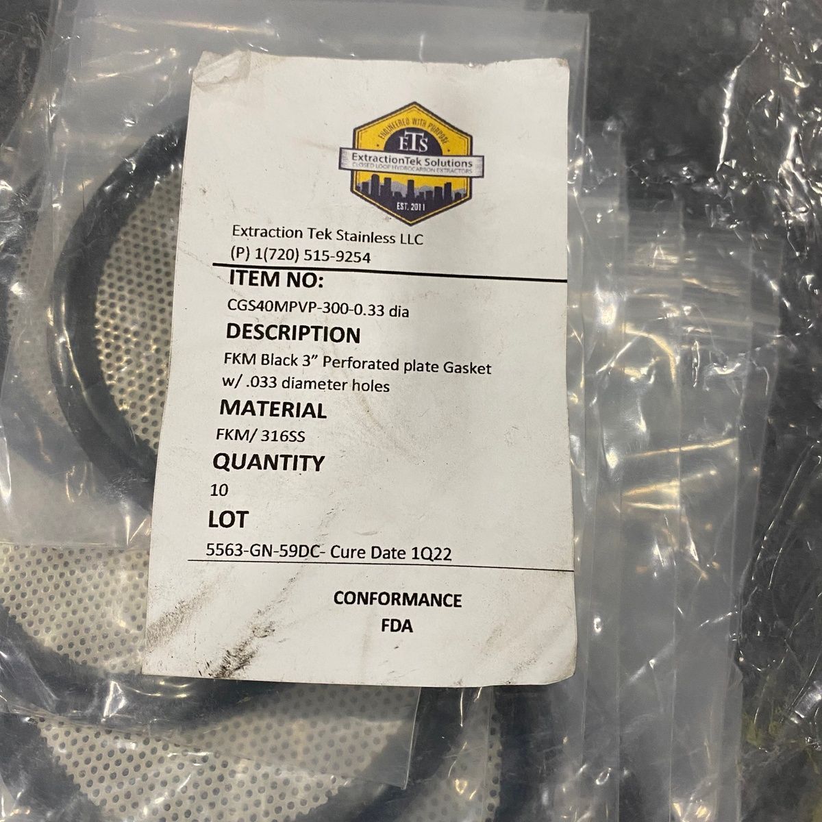 Lot of 10 FKM Black 3 Perforated Plate Gasket - Photo 5