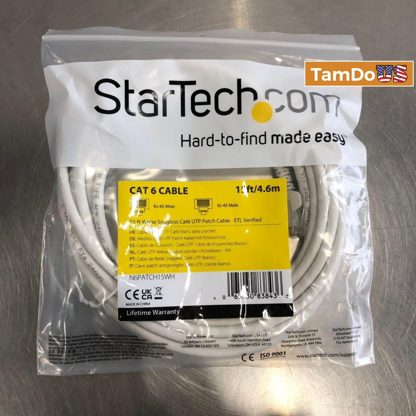 Lot of 2 StarTech.com 15 ft. Cat 6 White Network Cable - Photo 2