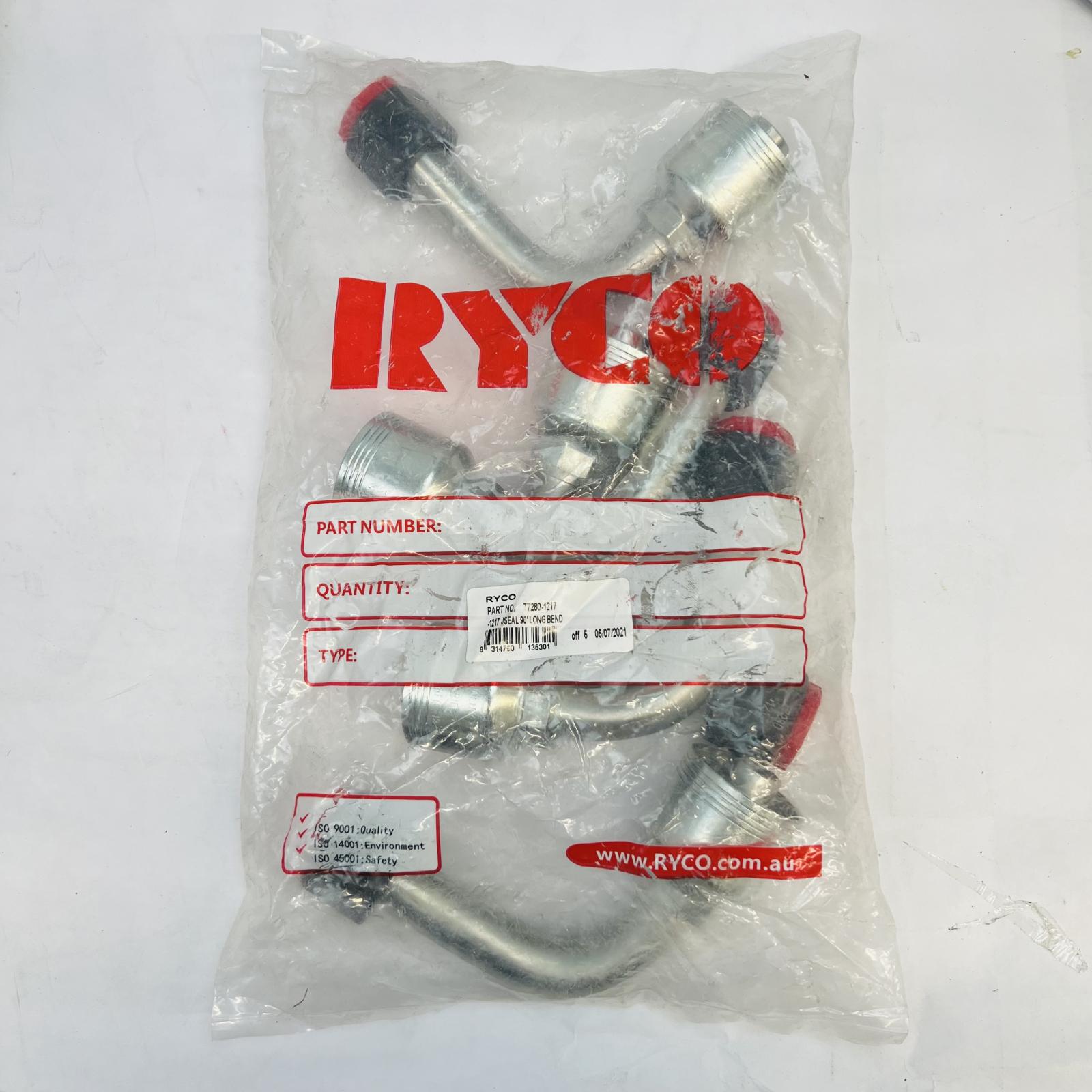 Ryco T7280-1217 JSEAL 90° Long Bend Hydraulic Fitting - Photo 1
