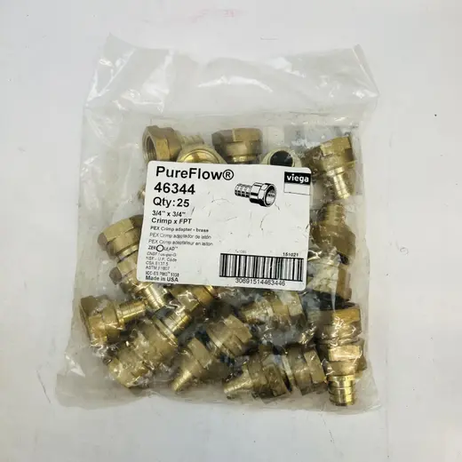 Viega PureFlow 46344 3/4" Crimp x FPT Brass Fitting, Zero Lead at TamDoUS Taylorsville