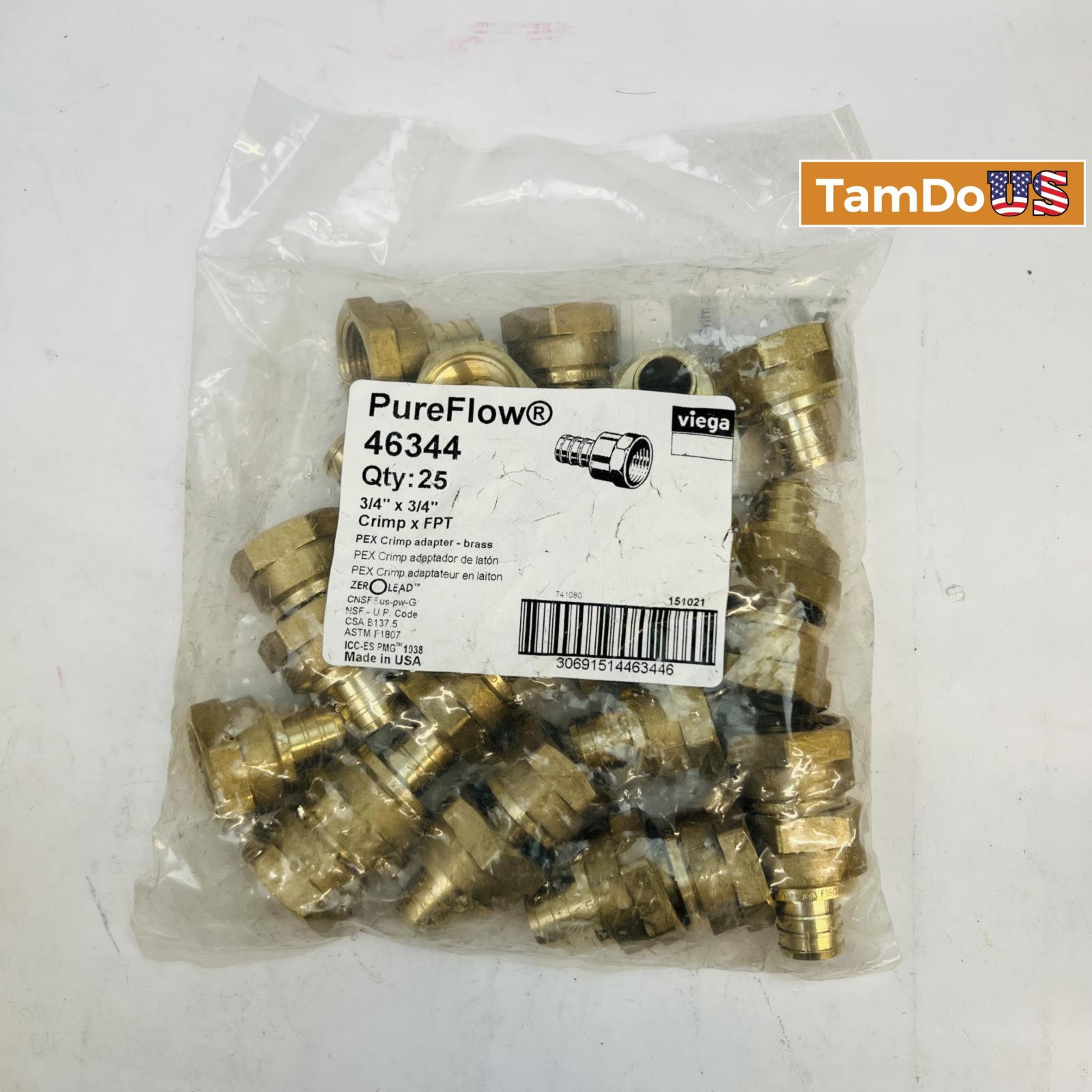Viega PureFlow 46344 3/4" Crimp x FPT Brass Fitting, Zero Lead - Photo 3