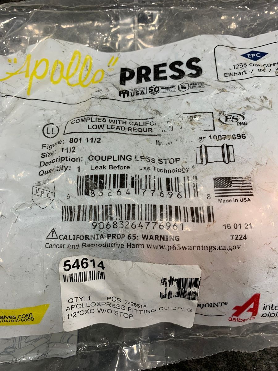 Apollo Express 1-1/2" Coupling, Push-to-Connect, Lead-Free Brass - Photo 4