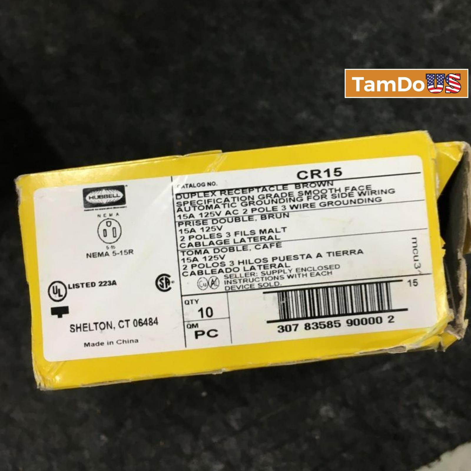 Hubbell CR15 Duplex Receptacle 15A 125V 2-Pole 3-Wire Grounding, Box of 10 - Photo 5
