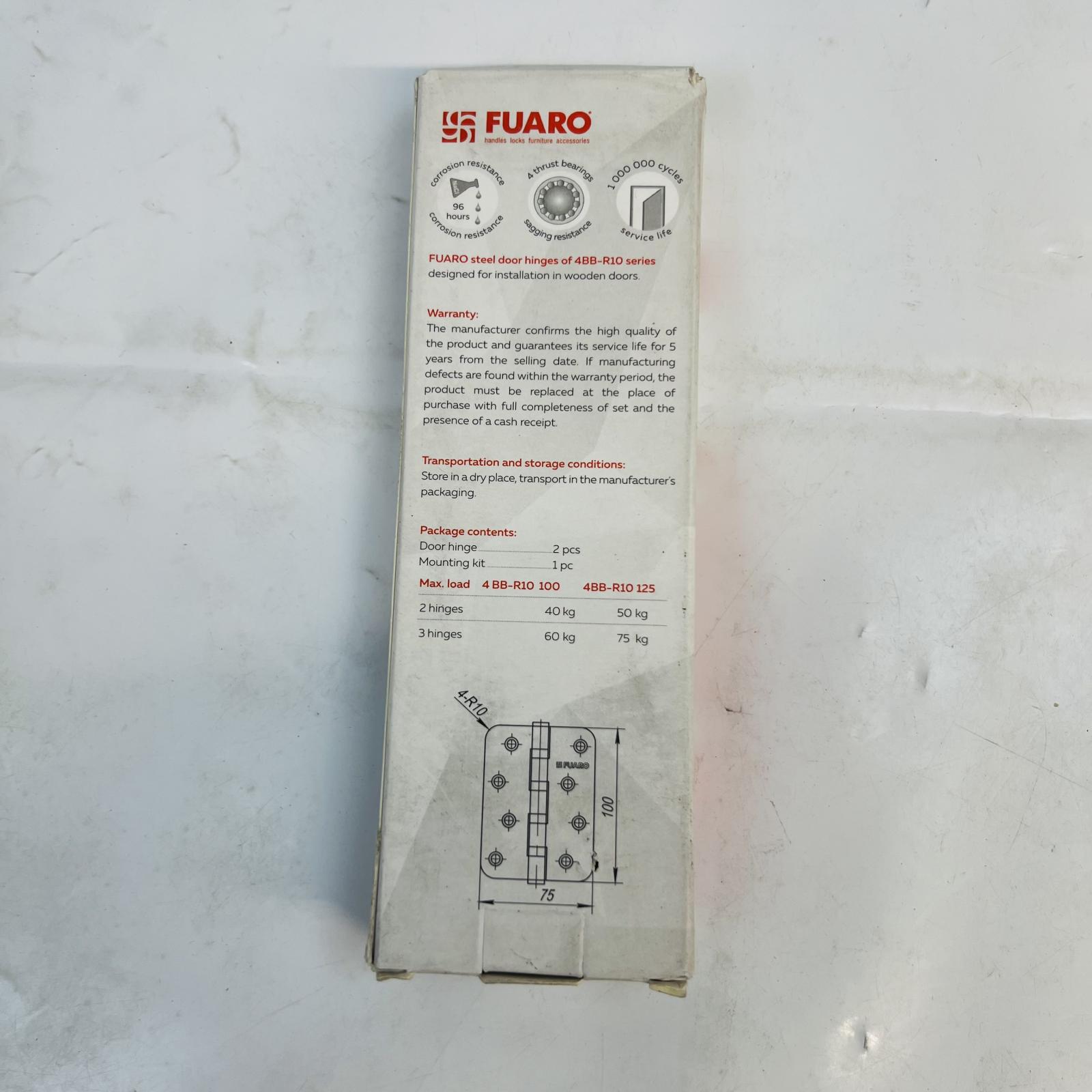 Hinges 4BB-R10 Satin Nickel, 2pcs - Photo 3