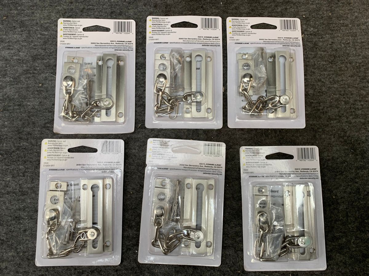 Lot of 6 DEFENDER SECURITY U 10304 Chain Door Guards, Brass Finish - Photo 2
