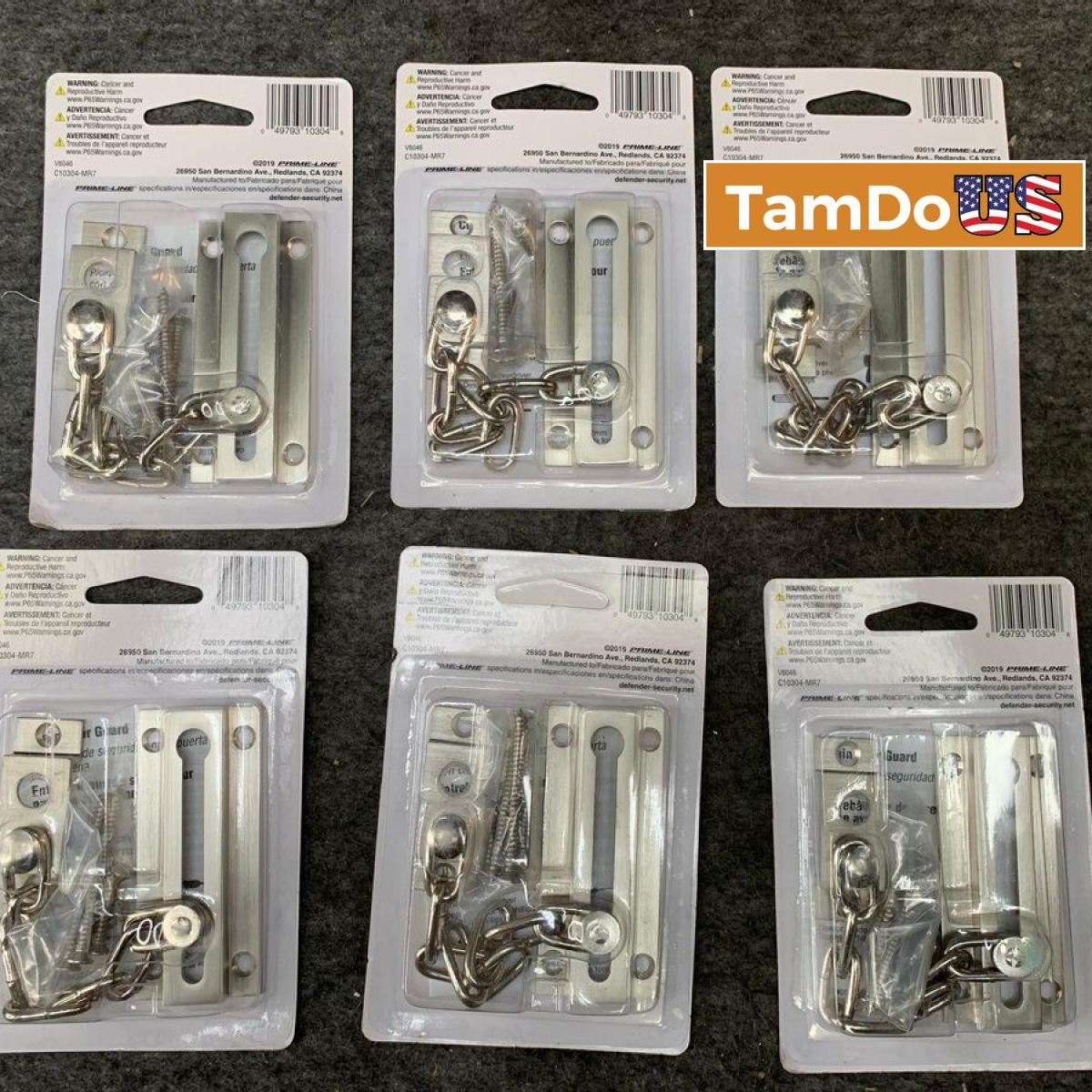 Lot of 6 DEFENDER SECURITY U 10304 Chain Door Guards, Brass Finish - Photo 1