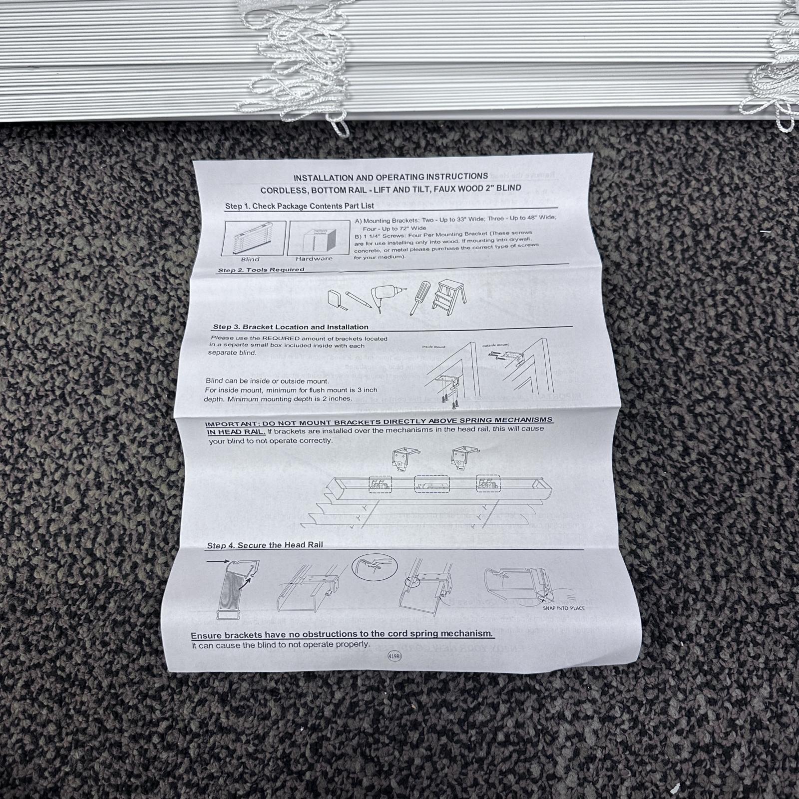 Cordless 2" Faux Wood Blind – 39x66 White Room Darkening Window Shade - Photo 3