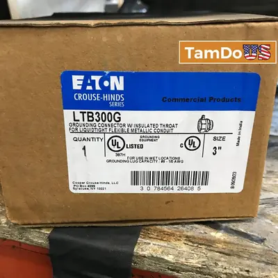 Crouse-Hinds LTB300G 3" Liquidtight Connector – Straight, Steel, Grounding at Electrical Equipment & Supplies in new_open_box condition