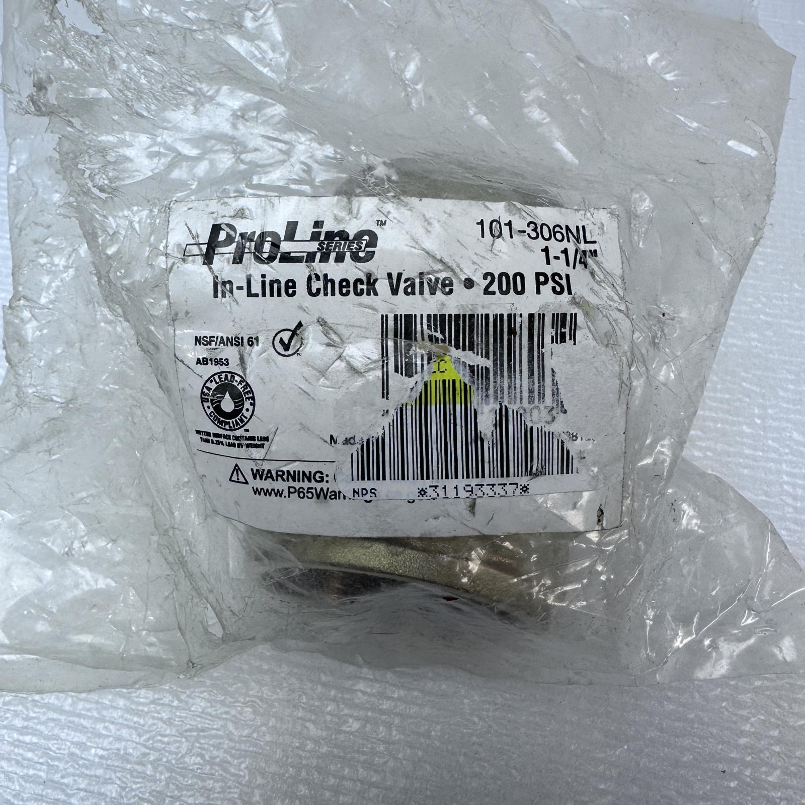 ProLine 101-306NL Brass In-Line Check Valve – 1-1/4" FIP, 200 PSI, Lead-Free - Photo 3