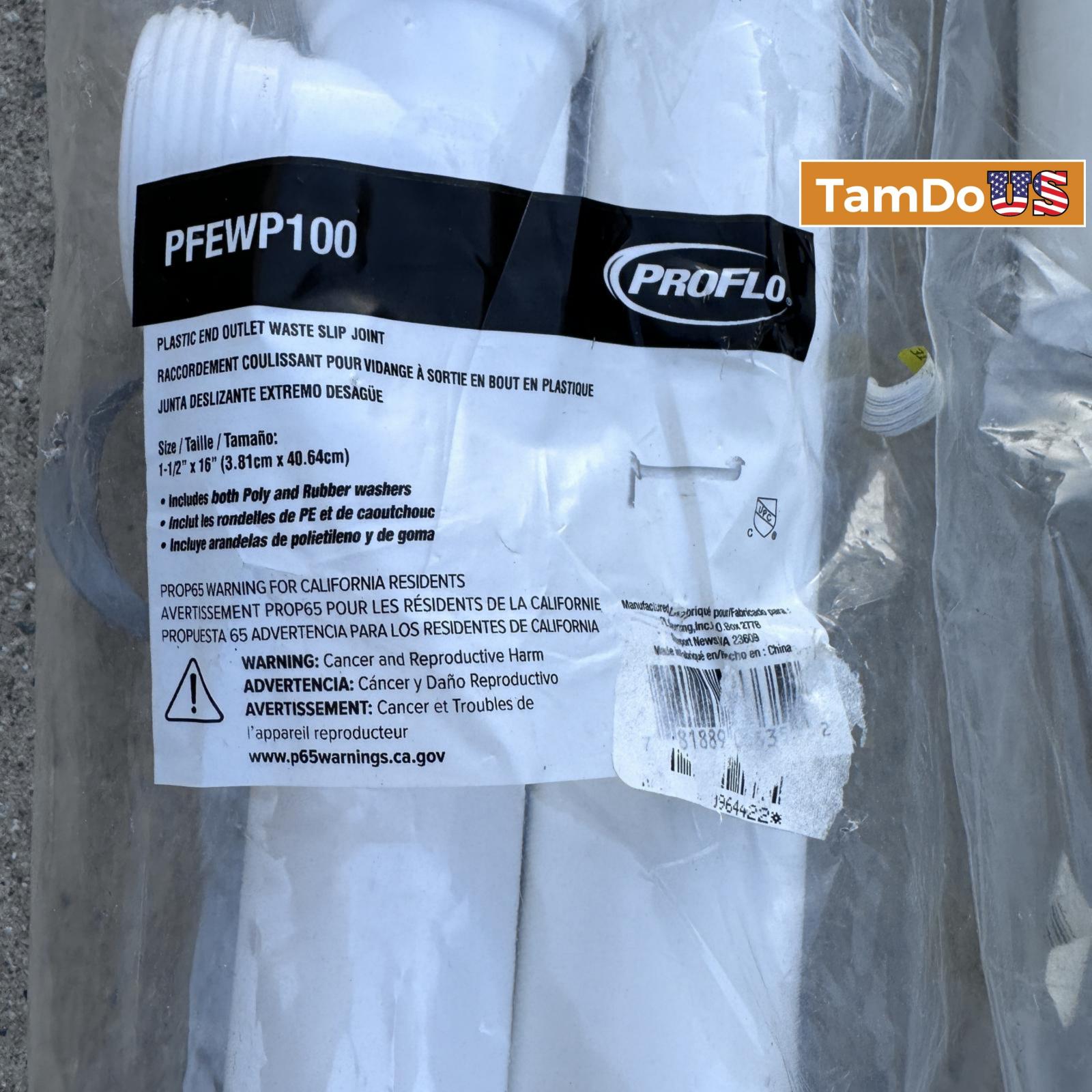 Lot of 3 PROFLO PFEWP100 End Outlet Waste Slip-Joint | 1-1/2" x 16" Plastic Pipe - Photo 3