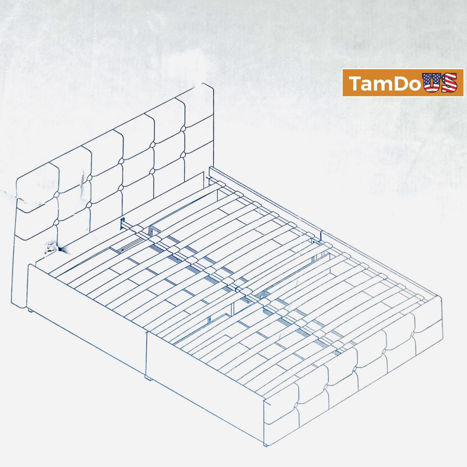 Dorel Upholstered Bed With Storage, Queen, Velvet, Blue - Photo 4