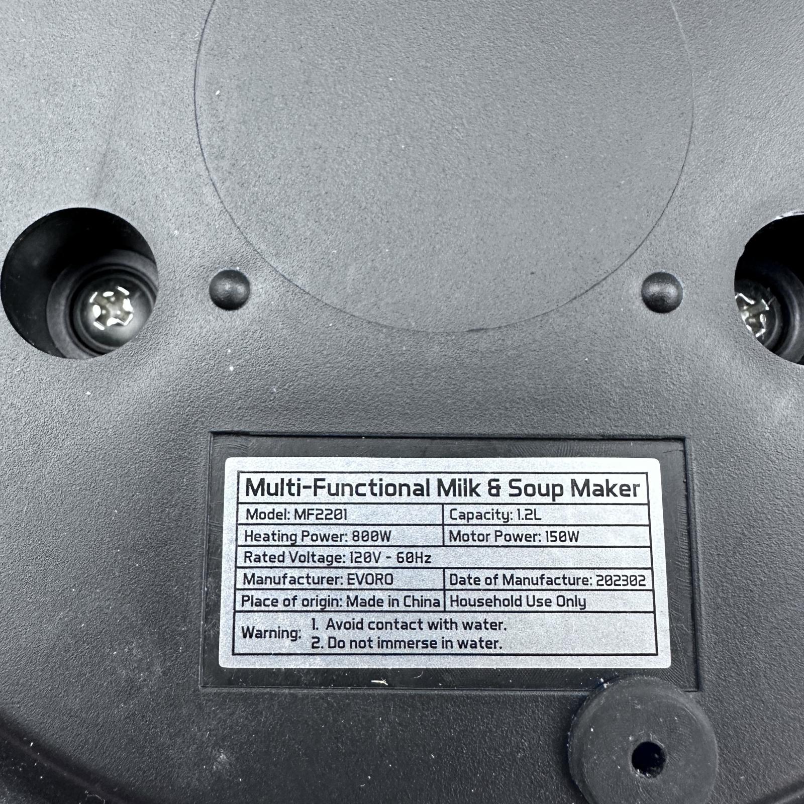 Evoro MF2201 Multi-Functional Milk & Soup Maker - Photo 9