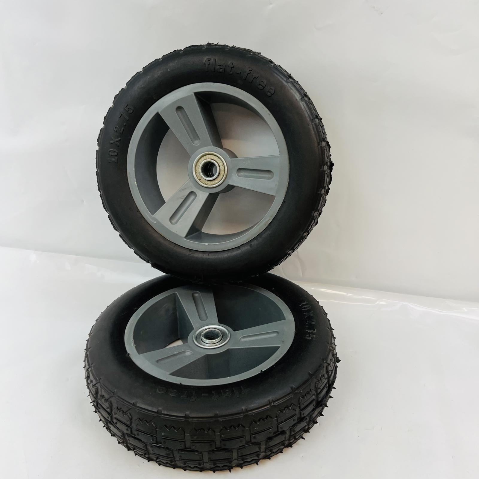 2-Pack Flat-Free Rubber Tire & Poly Wheel 10" x 2.75" Black/Gray Heavy Duty - Photo 5