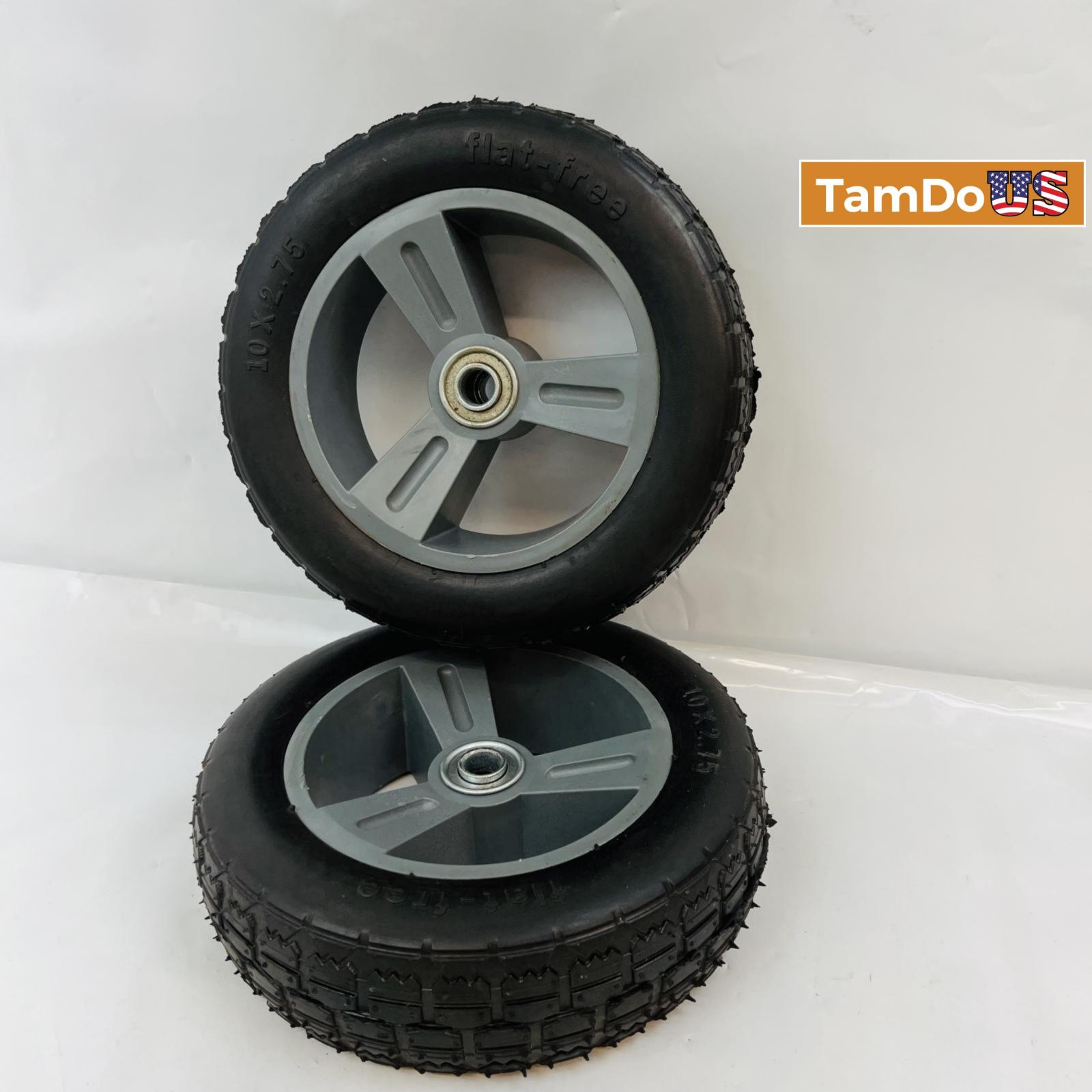 2-Pack Flat-Free Rubber Tire & Poly Wheel 10" x 2.75" Black/Gray Heavy Duty - Photo 6