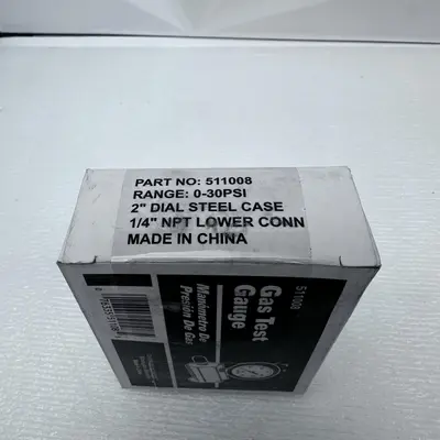 Gas Pressure Test Gauge #511008, 0-30 PSI, 1/4" IPS, 2" Dial Face, Heavy-Duty at Test, Measurement & Inspection in new condition