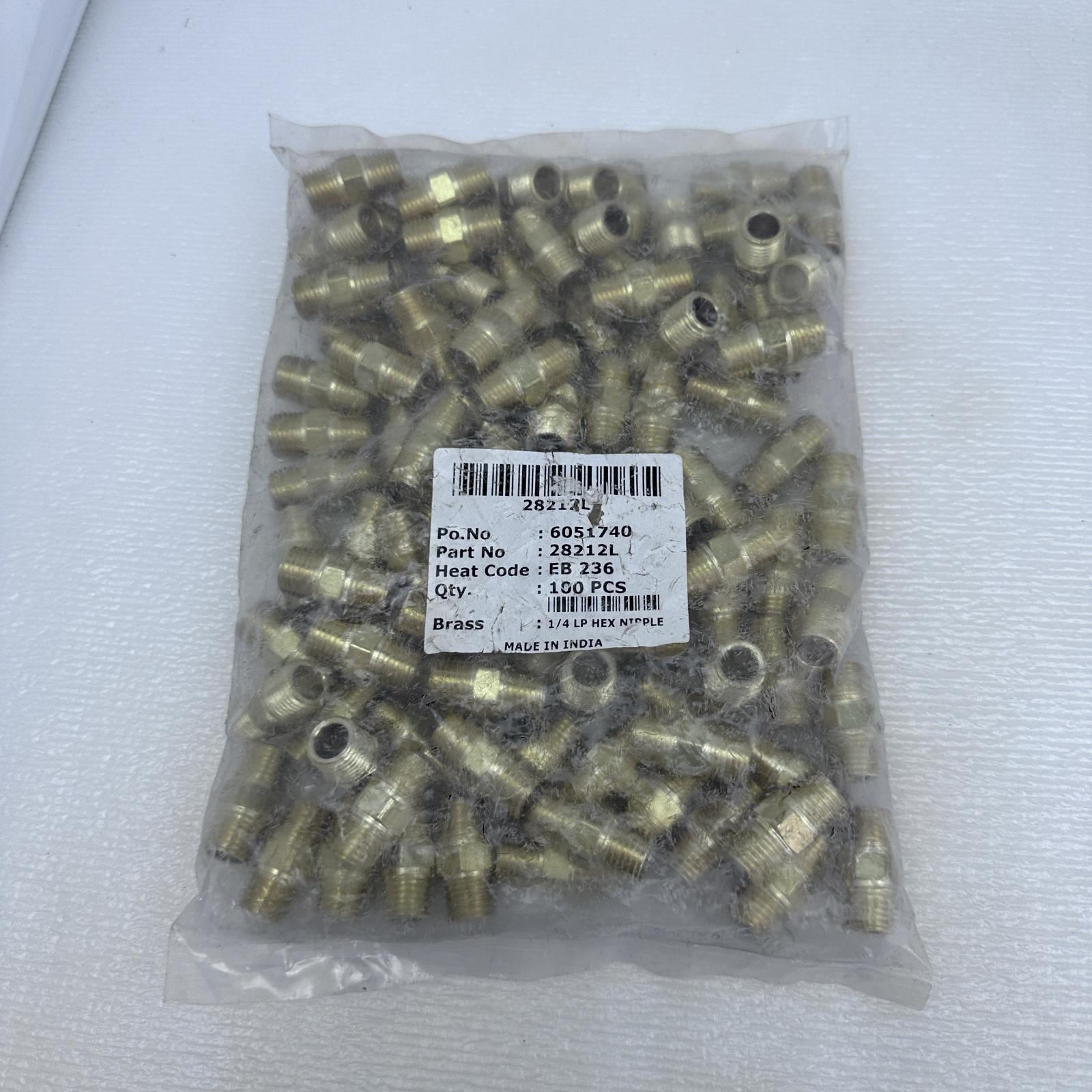 1/4" LP Hex Nepple Brass Fitting Pipe (Pack of 100) - Photo 2