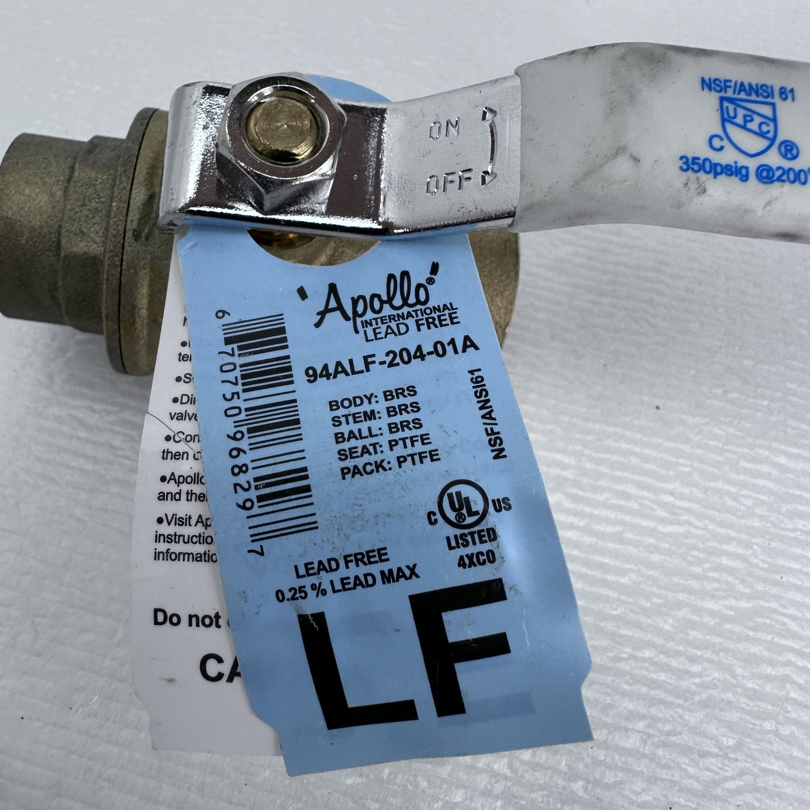 Lot of 2 Apollo Valves 94Alf-204-01A 3/4" Sweat Brass Ball Valve Inline - Photo 2