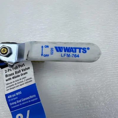Lot of 2 Watts 2-Piece Full Port Brass Ball Valve 3/4" at Hydraulics, Pneumatics & Plumbing in new condition