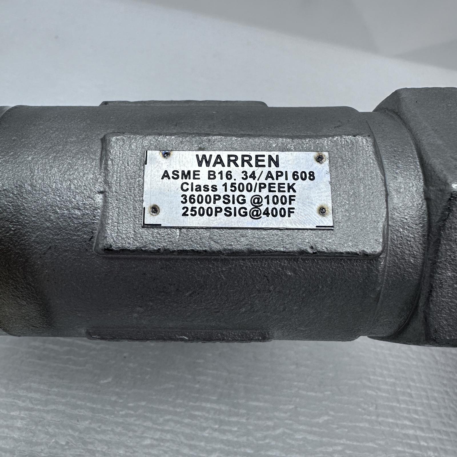 Warren ASME B16.34/API 608 3/4" Ball Valve Class 1500 3600 WOG - Photo 4
