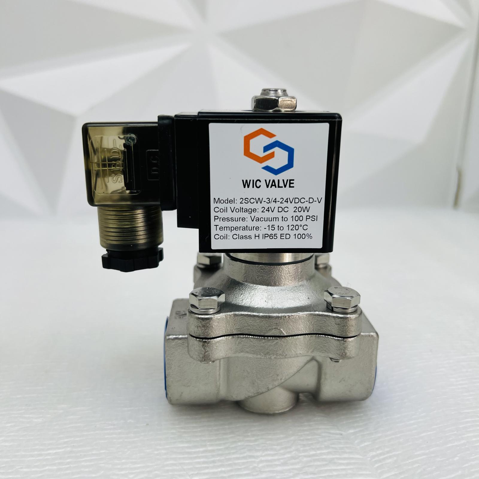WIC Valve 2SCW-3/4-24VDC-D-V Solenoid Valve 3/4", 24V DC, 100 PSI, IP65 - Photo 3