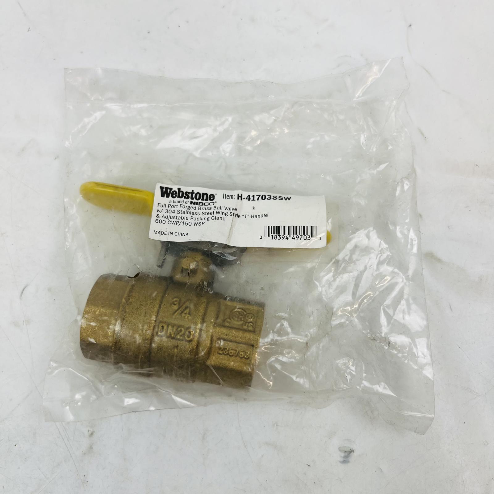 Webstone 3/4" 600 PSI WOG T-Handle Ball Valve H-41703SSW - Photo 2