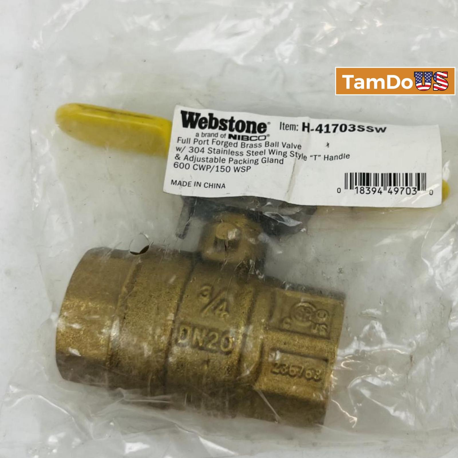 Webstone 3/4" 600 PSI WOG T-Handle Ball Valve H-41703SSW - Photo 4