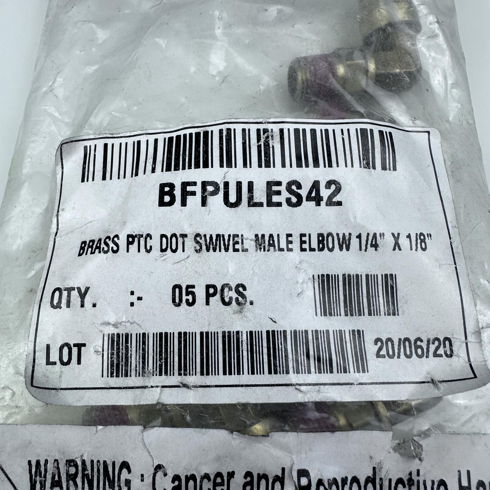 BFPULES42 Brass Push-to-Connect DOT Swivel Male Elbow Fitting, 1/4" x 1/8" - Photo 3