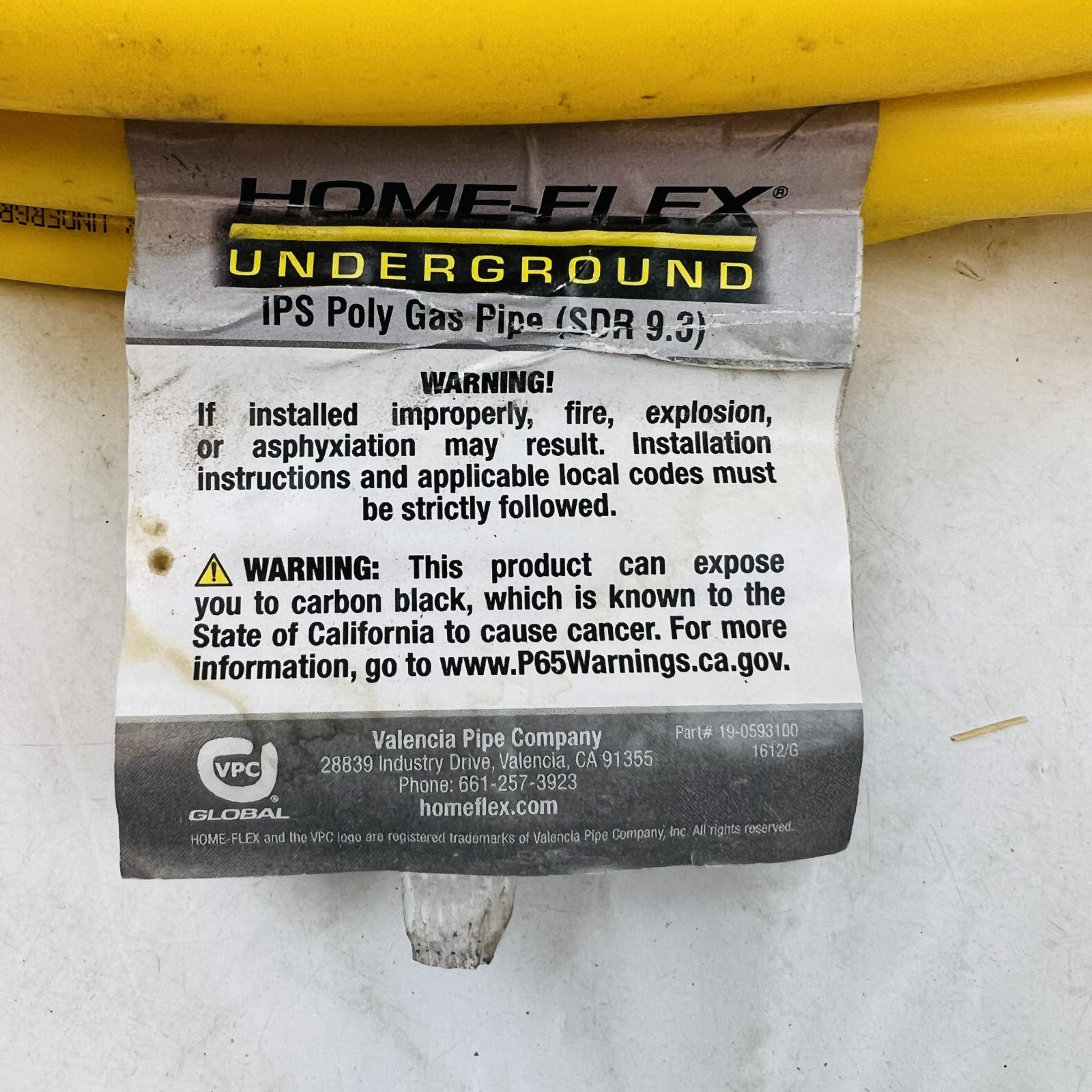 Home-flex 1/2 in. IPS x 100 ft. Underground Yellow Polyethylene Gas Pipe - Photo 5