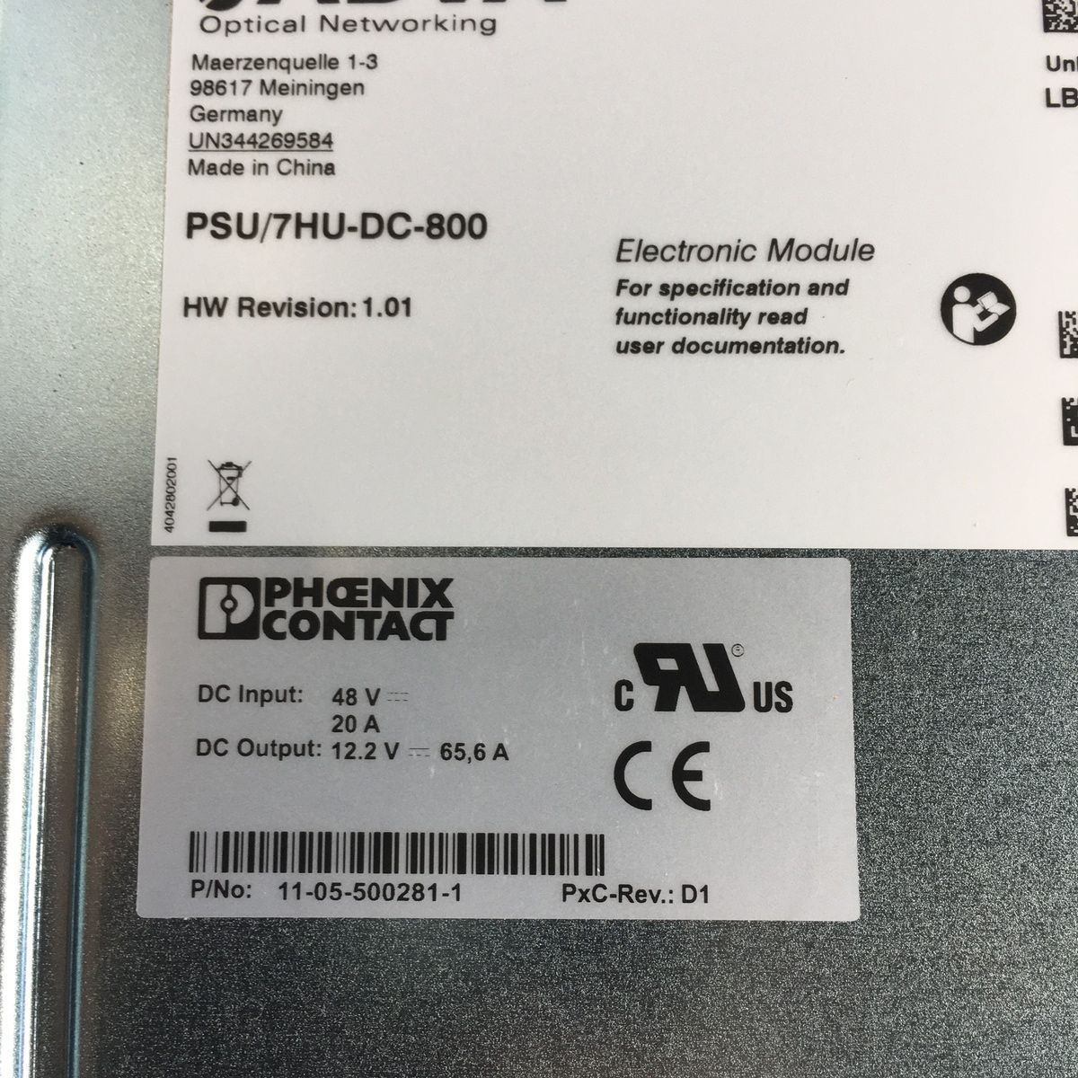 Adva 1040700005-01 PSU/7HU-DC-800 Power Supply Module, 48V DC Input - Photo 7