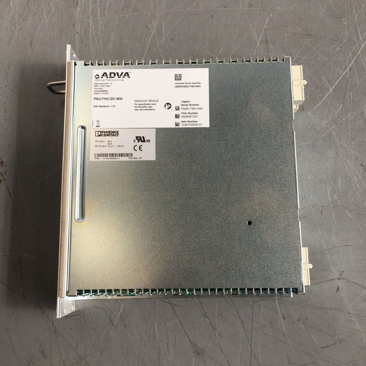 Adva 1040700005-01 PSU/7HU-DC-800 Power Supply Module, 48V DC Input - Photo 2