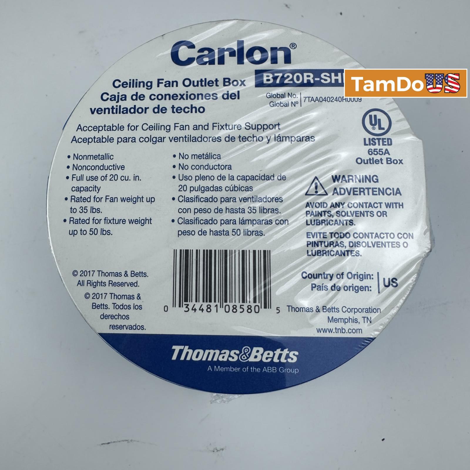 Thomas & Betts Carlon Nonmetallic Ceiling Fan Outlet Box - 6 Pack - Photo 5