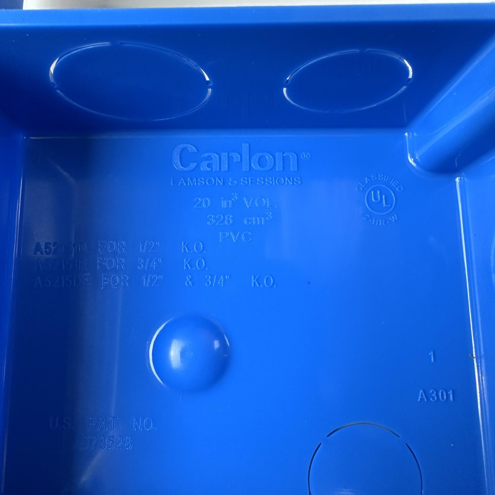 Lot of 5 Carlon A521DE PVC 2 Gang Outlet Box, 1/2" - Photo 2