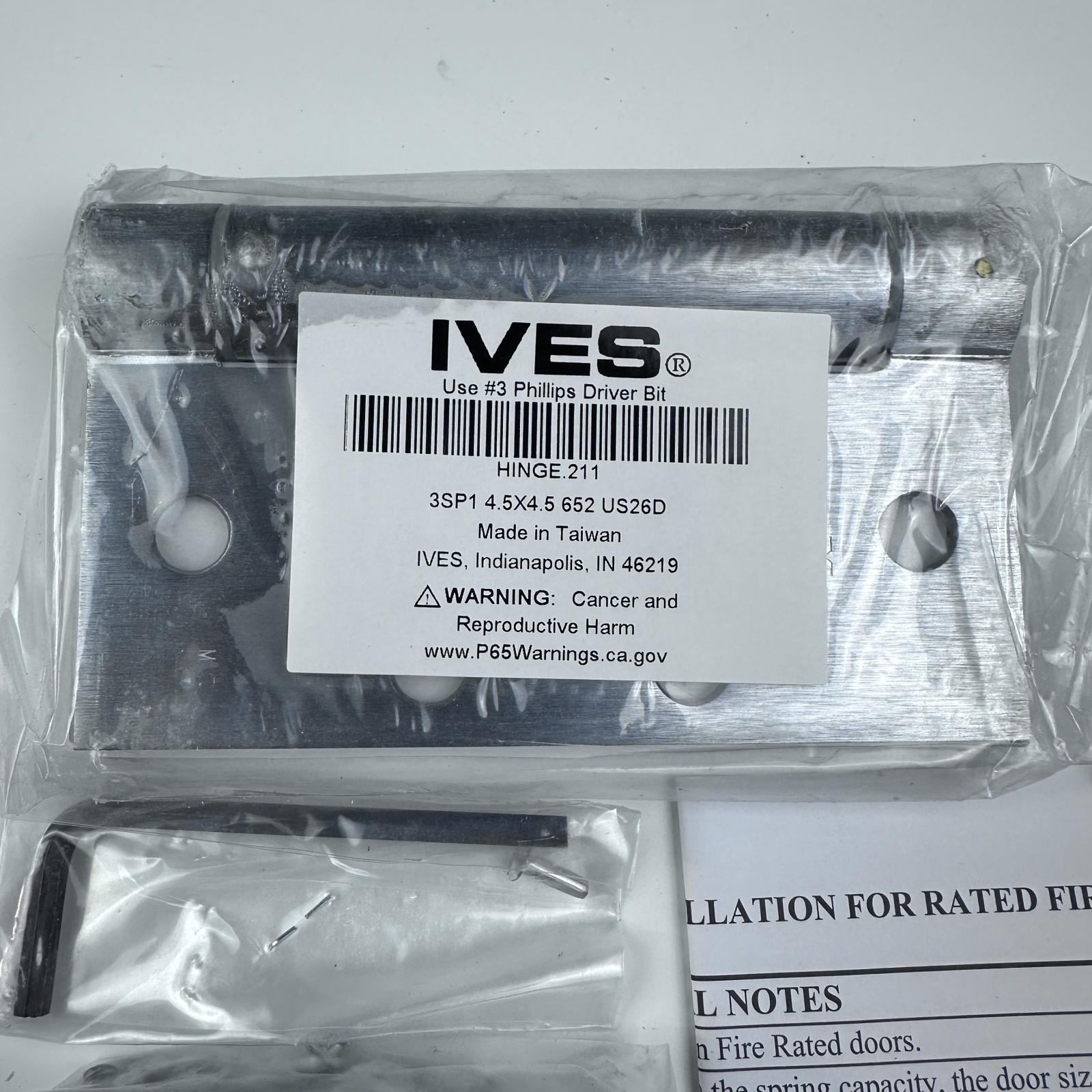 IVES 211 Ball Bearing Door Hinge 4.5" x 4.5", US26D Satin Chrome Finish - Photo 3