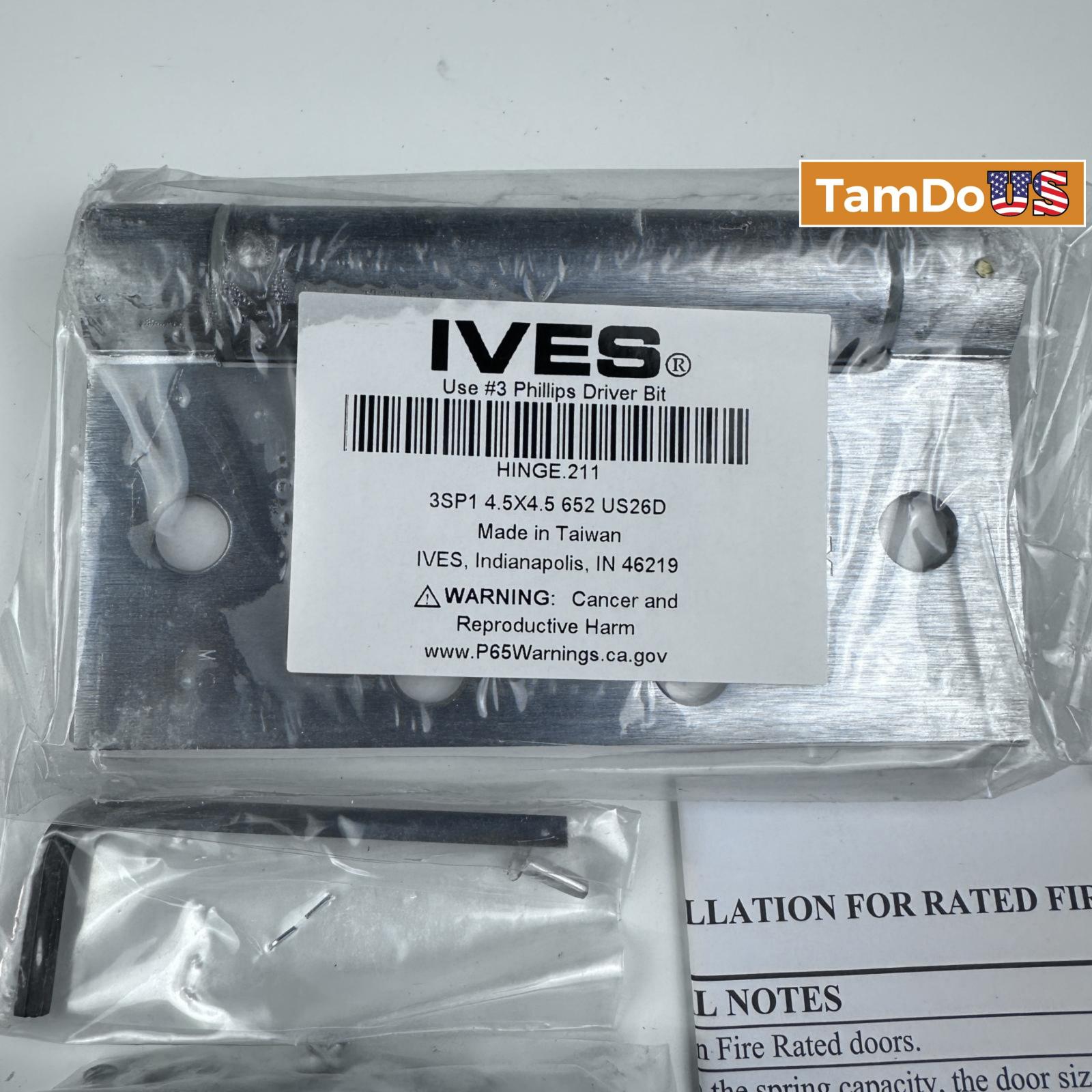 IVES 211 Ball Bearing Door Hinge 4.5" x 4.5", US26D Satin Chrome Finish - Photo 5