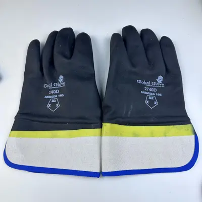 Global Glove 2740D Black/Yellow Large Velvet Work Gloves PVC Both Sides Coating at Safety & Security Equipment in new_open_box condition