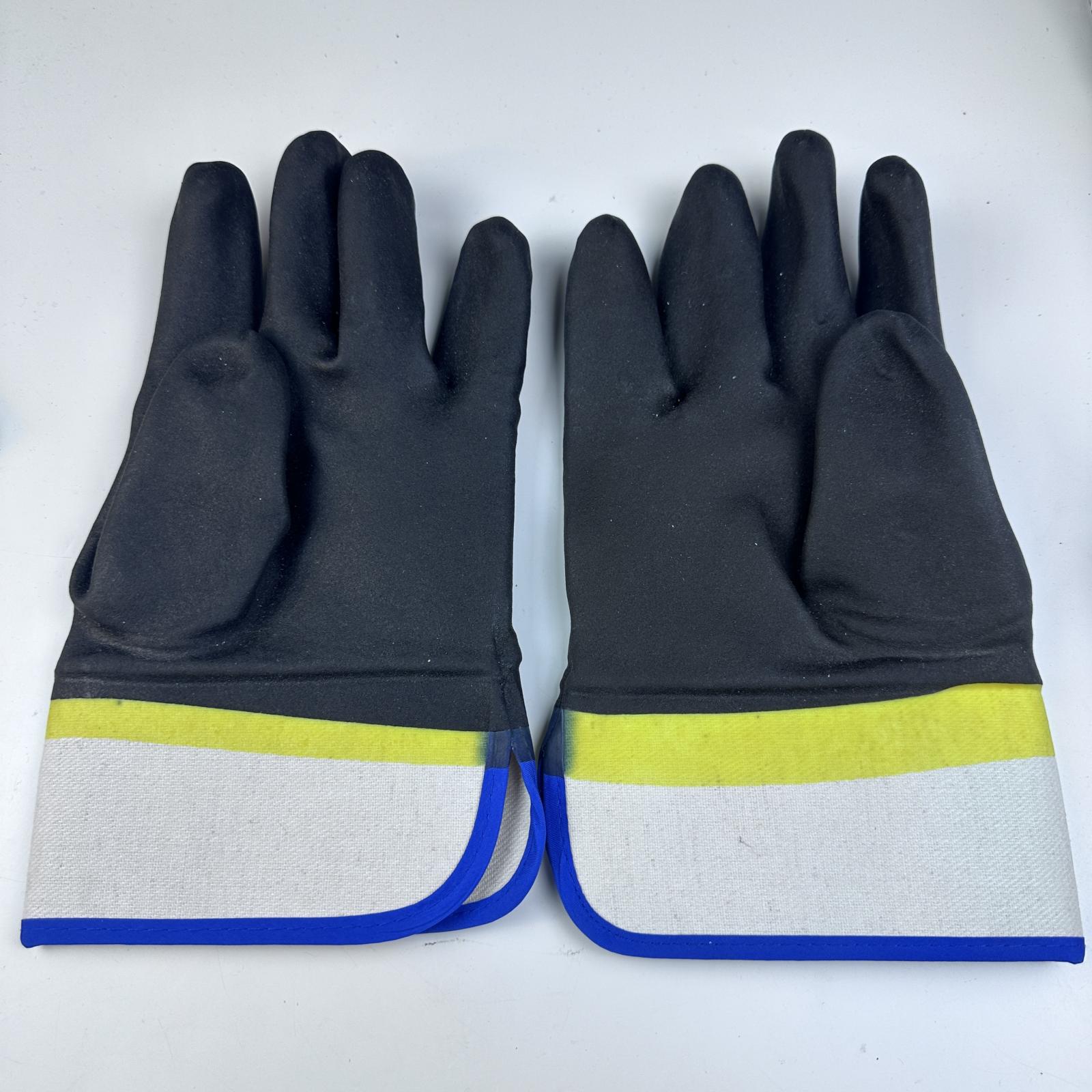 Global Glove 2740D Black/Yellow Large Velvet Work Gloves PVC Both Sides Coating - Photo 2
