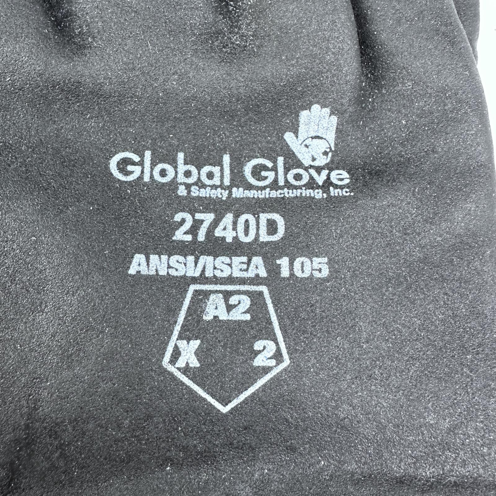Global Glove 2740D Black/Yellow Large Velvet Work Gloves PVC Both Sides Coating - Photo 3