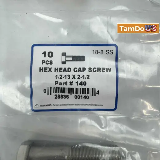 HEX HEAD CAP SCREW 1/2-13 X 2-1/2 (10Pcs) at TamDoUS Taylorsville