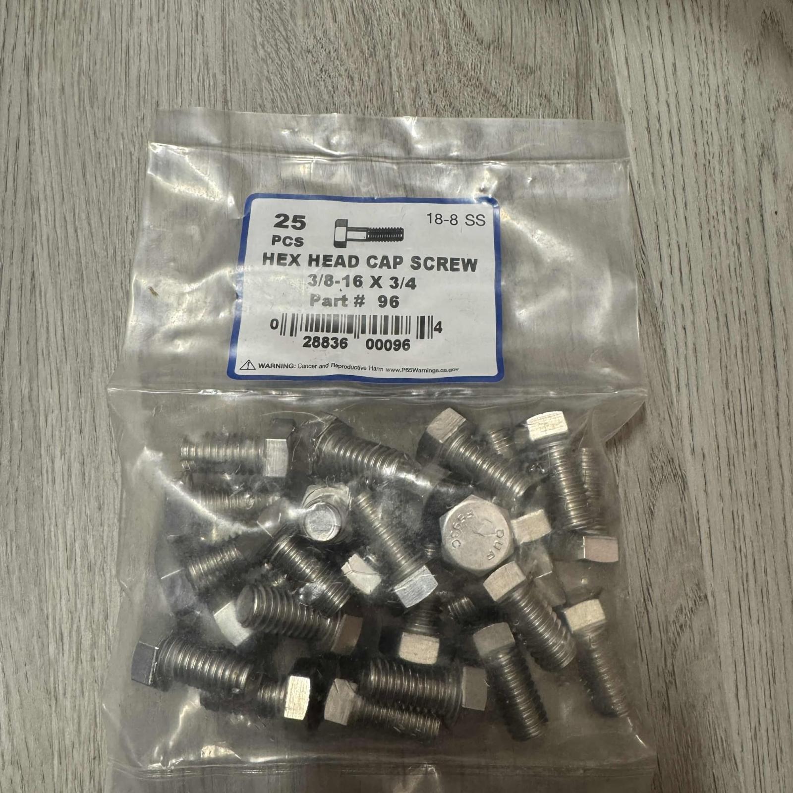 Hex Head Cap Screw 3/8-16 x 3/4 Part #96 (25Pcs) - Photo 2