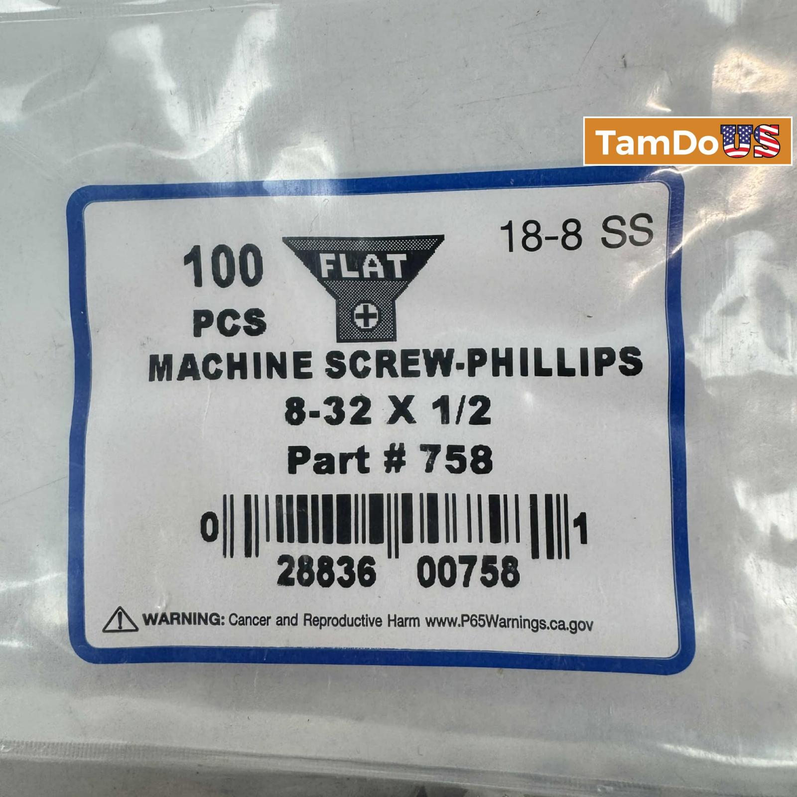 Machine Screw-Philips 8-32 x 1/2 Part #758 (100pcs) - Photo 3