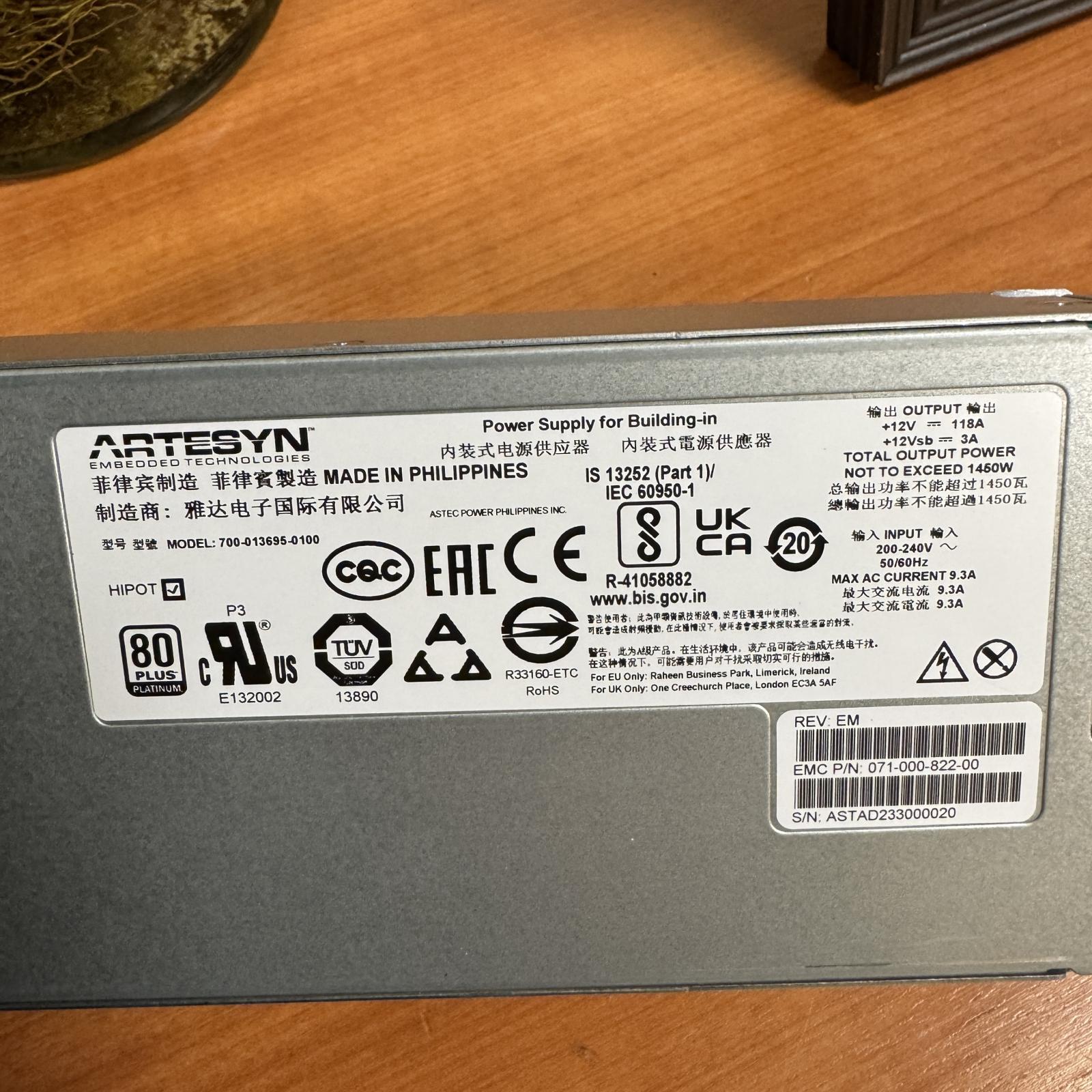 Artesyn 700-013695-0100 1450W Server Power Supply for EMC Storage - Photo 4