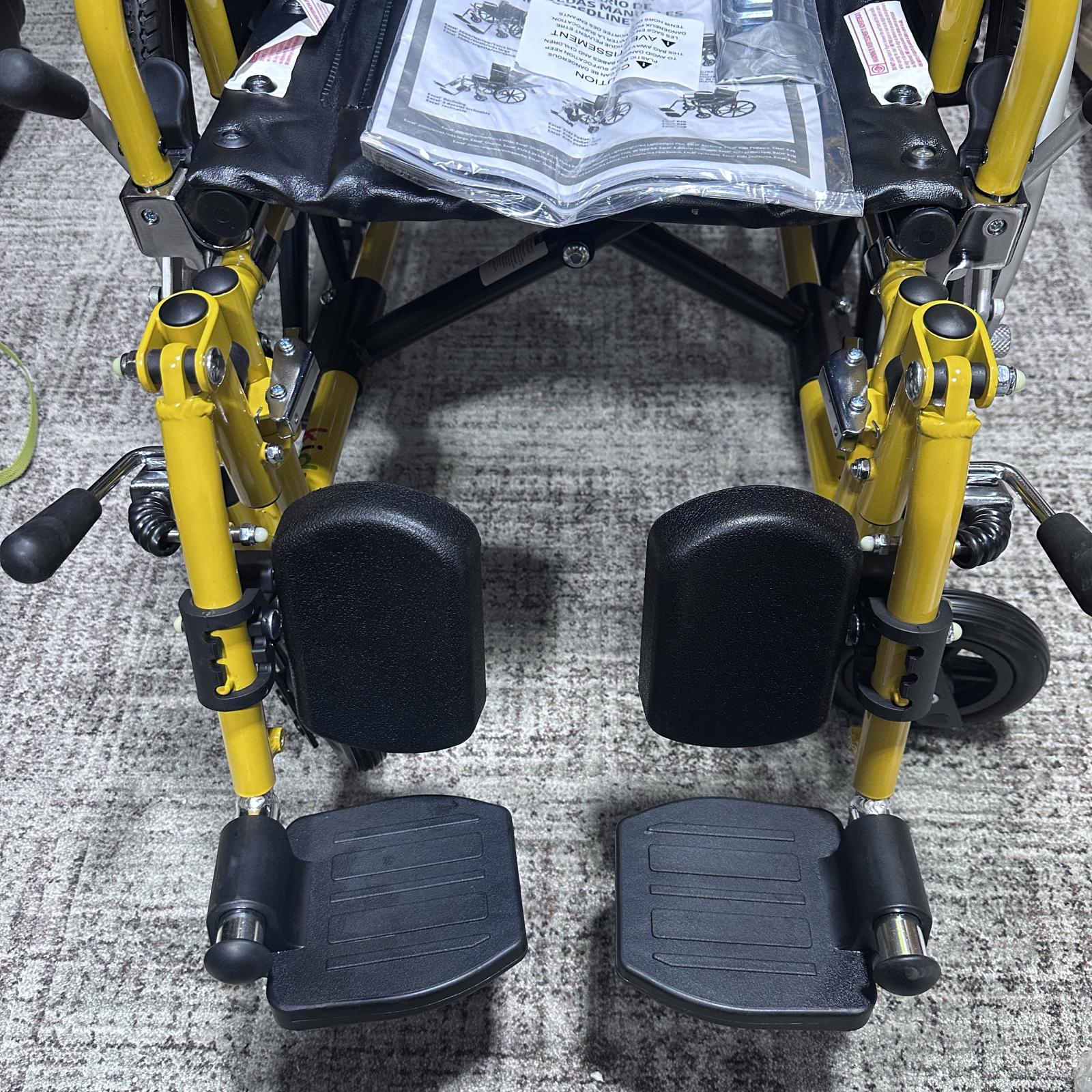 Medline Pediatric Wheelchair, 14"W x 12"D, Yellow - Photo 8
