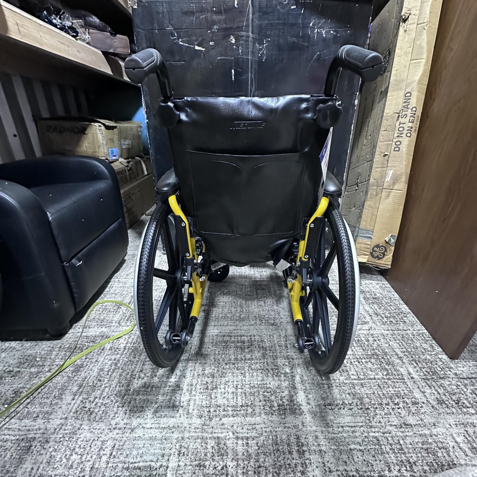 Medline Pediatric Wheelchair, 14"W x 12"D, Yellow - Photo 2